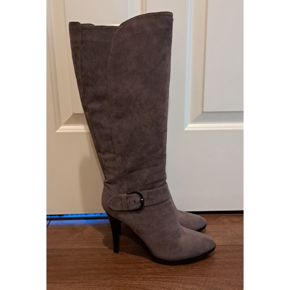 Worthington Women's Knee-High Tall Boots Light Grey Suede Size 9